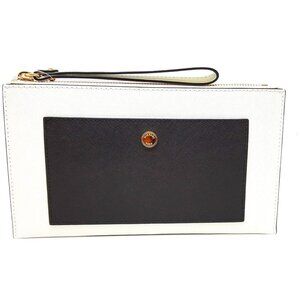 Michael Kors Greenwich Wristlet Blk/Wht Large Snap Pocket Top Zipper Clutch NWT